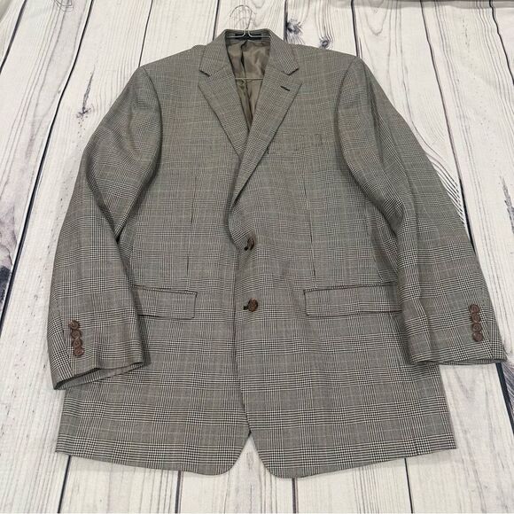 Lauren Ralph Lauren Wool/Silk Sport Coat Men’s Sz 44 Long Glen Plaid Pattern - Picture 1 of 12